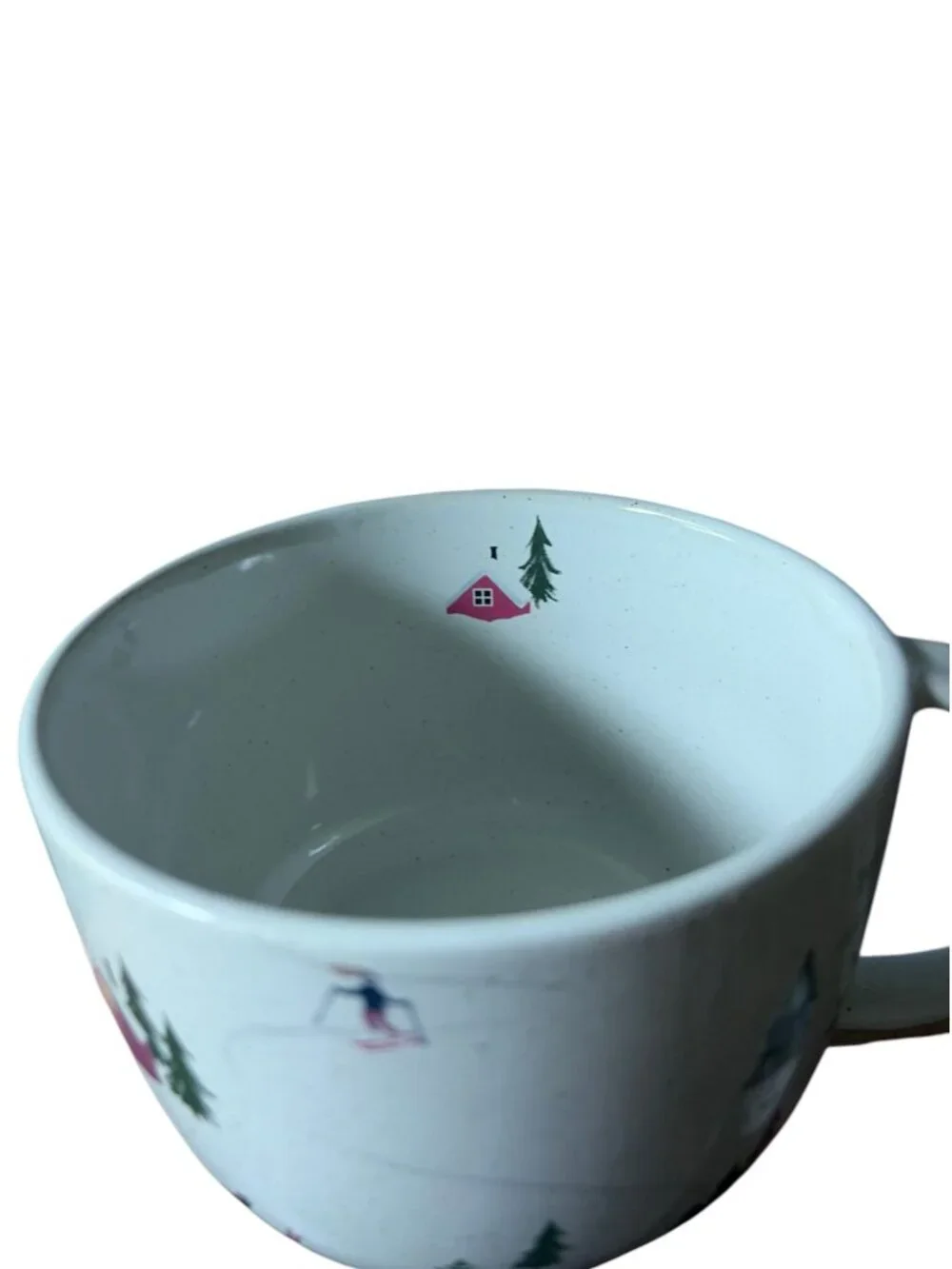 West Elm Holiday Skier Stoneware Mug Set of 4 Winter Design